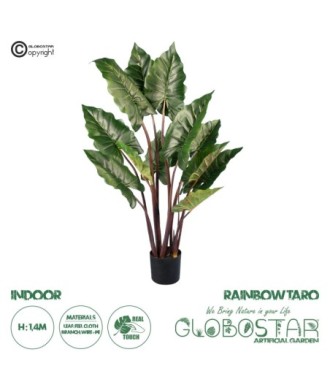GloboStar® Artificial Garden RAINBOW TARO 20055 Τεχνητό Διακοσμητικό Φυτό Κολοκασία Υ140cm